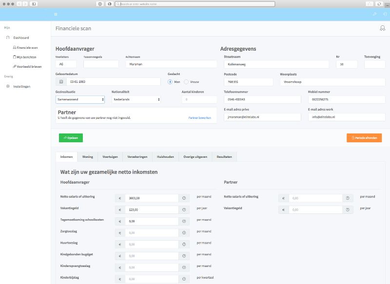 Financial Scan voorbeeld 1